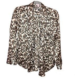 Victoria’s Secret cheetah leopard animal print pajama top brown size medium FLAW